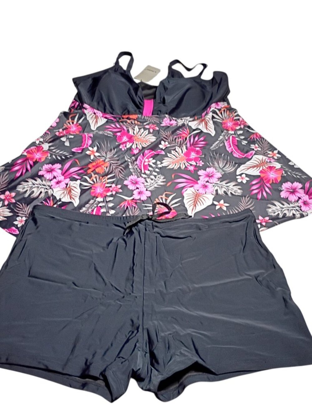 Women's Modest Plus-Size 2-Piece Tropical Floral Tankini Swimdress Set Size: 5XL